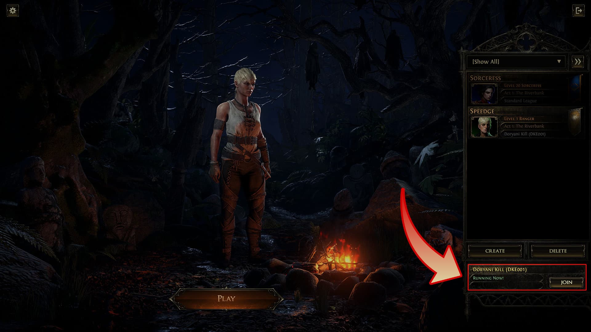 Race Character Login Screen - Path of Exile 2