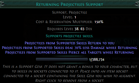 Returning Projectile Support