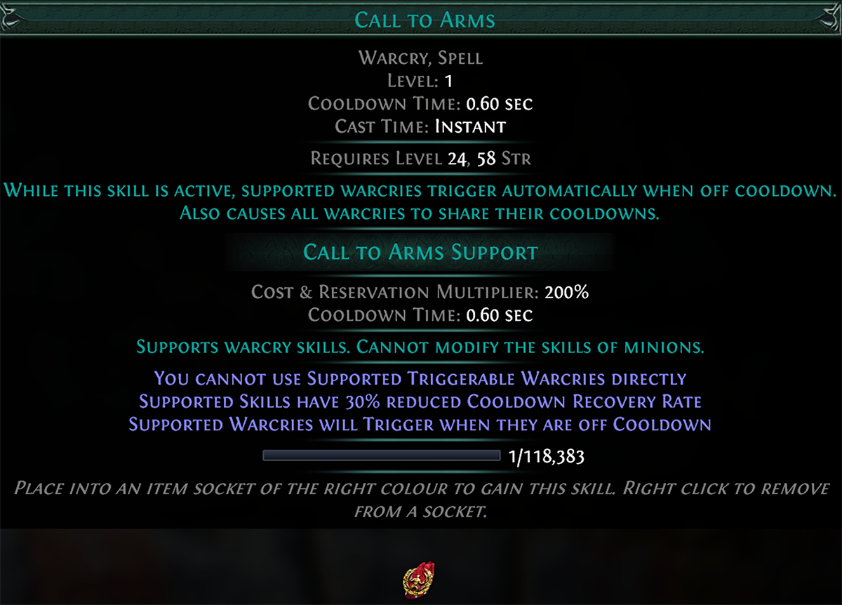 Call to Arms Support Gem