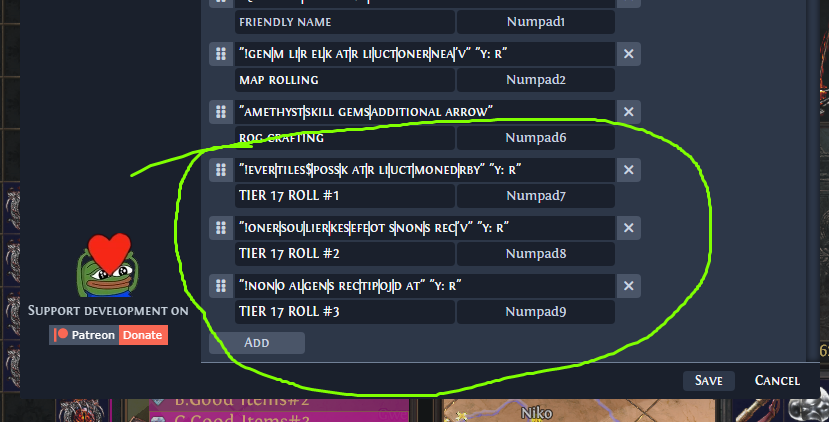 Awakened POE Trade - REGEX saving