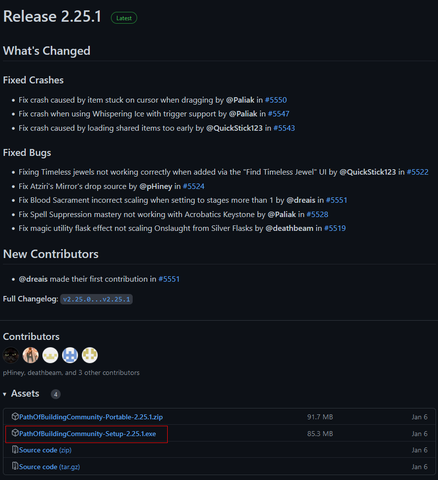 Path of Building exe file Path of Building exe file